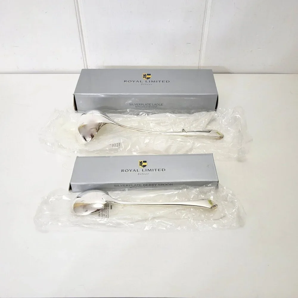 Royal Limited Silverplate Berry Spoon & Ladle Set With Original Boxes